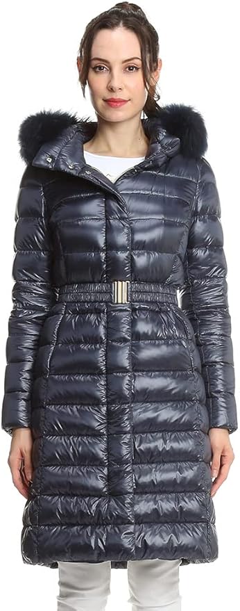 極美品♡ヘルノロングダウンコートベルトラメニットフードブラック42